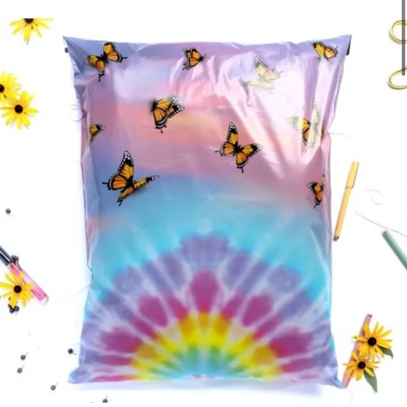 10 19X24 Poly Mailers Butterfly Rainbow Tye Dye Shipping Envelopes PRICE IS FIRM - Picture 3 of 5